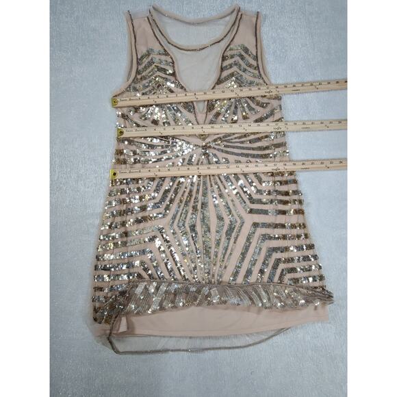 Gatsby Lady London women's evening beaded dress Sz 14 Formal 20's retro Flapper - Picture 3 of 7
